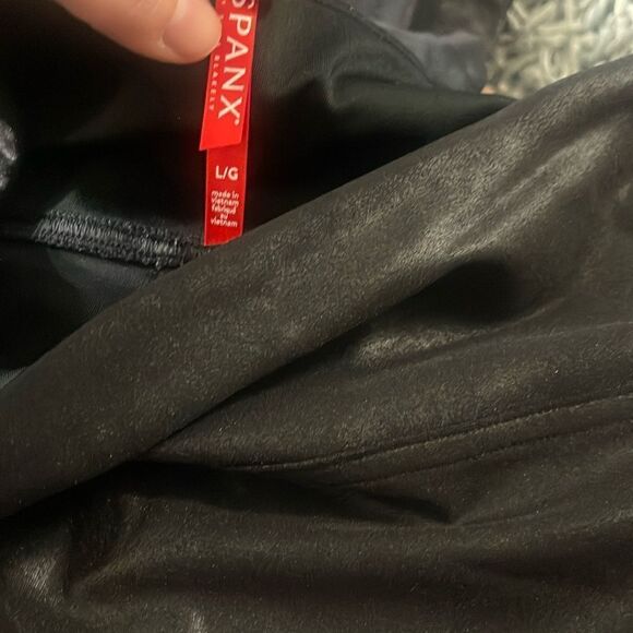 SPANX Black Faux Leather Leggings Black L - Picture 3 of 4